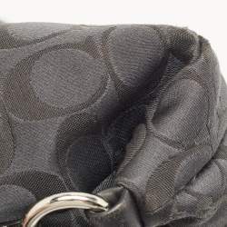 Pre Owned Coach Black Signature Fabric and Leather Ashley Shoulder Bag