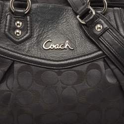 Pre Owned Coach Black Signature Fabric and Leather Ashley Shoulder Bag