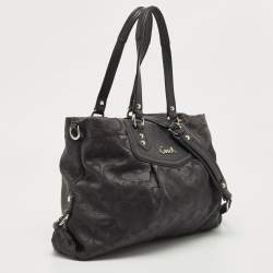 Pre Owned Coach Black Signature Fabric and Leather Ashley Shoulder Bag