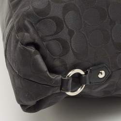 Pre Owned Coach Black Signature Fabric and Leather Ashley Shoulder Bag