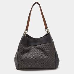 Pre Owned Coach Brown Jacquard Canvas and Leather Legacy Lexy Shoulder Bag