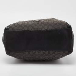 Pre Owned Coach Grey/Black Signature Canvas and Leather Edie Shoulder Bag