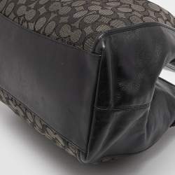 Pre Owned Coach Grey/Black Signature Canvas and Leather Edie Shoulder Bag