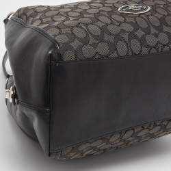 Pre Owned Coach Grey/Black Signature Canvas and Leather Edie Shoulder Bag