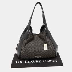 Pre Owned Coach Grey/Black Signature Canvas and Leather Edie Shoulder Bag