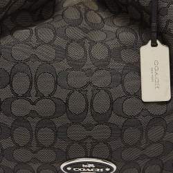 Pre Owned Coach Grey/Black Signature Canvas and Leather Edie Shoulder Bag