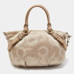 Coach Gold Signature Fabric and Leather Sophia Satchel