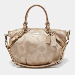 Coach Gold Signature Fabric and Leather Sophia Satchel