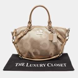 Coach Gold Signature Fabric and Leather Sophia Satchel