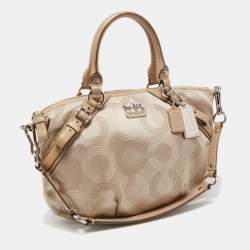 Coach Gold Signature Fabric and Leather Sophia Satchel