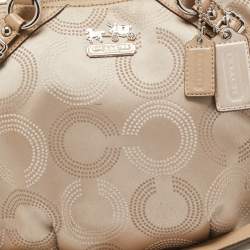 Coach Gold Signature Fabric and Leather Sophia Satchel