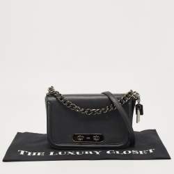 Coach Black Leather Swagger Flap Crossbody Bag