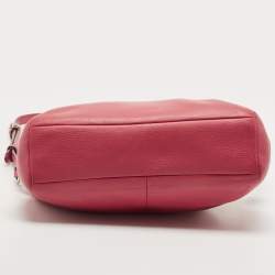 Pre Owned Coach Pink Leather Zip Crossbody Bag