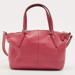 Pre Owned Coach Pink Leather Zip Crossbody Bag