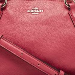 Pre Owned Coach Pink Leather Zip Crossbody Bag