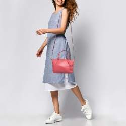 Pre Owned Coach Pink Leather Zip Crossbody Bag