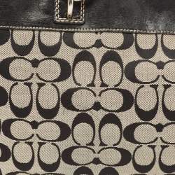 Coach Black/Grey Signature Canvas and Leather Penelope Carryall Tote