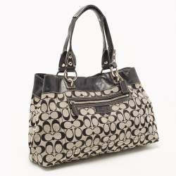 Coach Black/Grey Signature Canvas and Leather Penelope Carryall Tote