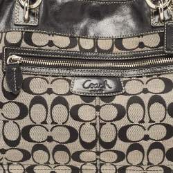 Coach Black/Grey Signature Canvas and Leather Penelope Carryall Tote