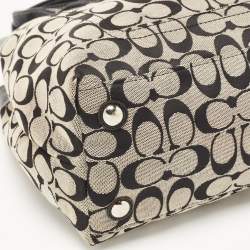 Coach Black/Grey Signature Canvas and Leather Penelope Carryall Tote