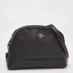 Coach Black Leather Dome Crossbody Bag
