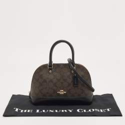 Coach Brown/Black Signature Coated Canvas and Leather Mini Sierra Satchel
