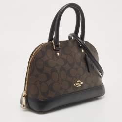 Coach Brown/Black Signature Coated Canvas and Leather Mini Sierra Satchel