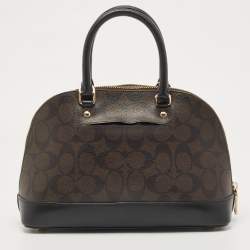 Coach Brown/Black Signature Coated Canvas and Leather Mini Sierra Satchel
