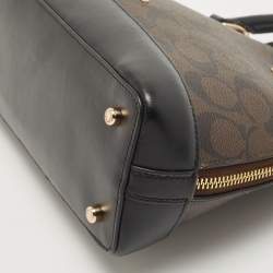 Coach Brown/Black Signature Coated Canvas and Leather Mini Sierra Satchel