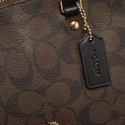 Coach Brown/Black Signature Coated Canvas and Leather Mini Sierra Satchel