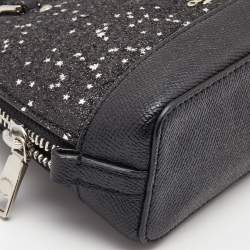 Pre Owned Coach Black Glitter Leather Mini Sierra Crossbody Bag