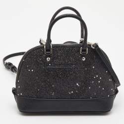 Pre Owned Coach Black Glitter Leather Mini Sierra Crossbody Bag