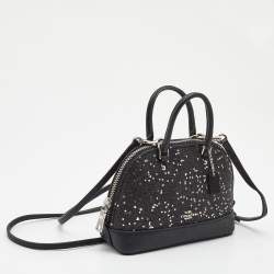 Pre Owned Coach Black Glitter Leather Mini Sierra Crossbody Bag