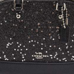 Pre Owned Coach Black Glitter Leather Mini Sierra Crossbody Bag
