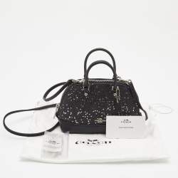 Pre Owned Coach Black Glitter Leather Mini Sierra Crossbody Bag