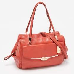 Pre Owned Coach Brick Orange Leather Madison Madeline East West Bag