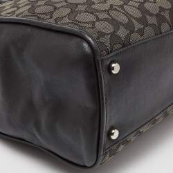 Pre Owned Coach Black/Grey Signature Canvass and Leather Stanton Carryall Shoulder Bag