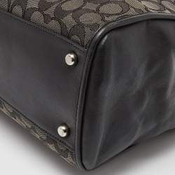 Pre Owned Coach Black/Grey Signature Canvass and Leather Stanton Carryall Shoulder Bag