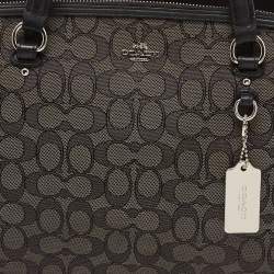 Pre Owned Coach Black/Grey Signature Canvass and Leather Stanton Carryall Shoulder Bag