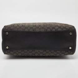 Pre Owned Coach Black/Grey Signature Canvass and Leather Stanton Carryall Shoulder Bag