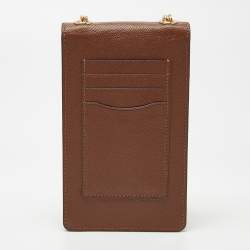 Pre Owned Coach Brown Saffiano Leather North/South Phone Crossbody Bag