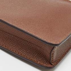 Pre Owned Coach Brown Saffiano Leather North/South Phone Crossbody Bag