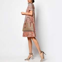 Coach Beige/Brown Signature Coated Canvas and Leather Charlie Satchel