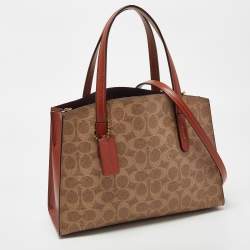 Coach Beige/Brown Signature Coated Canvas and Leather Charlie Satchel
