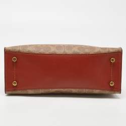 Coach Beige/Brown Signature Coated Canvas and Leather Charlie Satchel