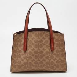 Coach Beige/Brown Signature Coated Canvas and Leather Charlie Satchel