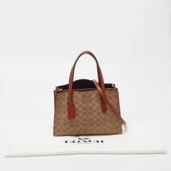 Coach Beige/Brown Signature Coated Canvas and Leather Charlie Satchel