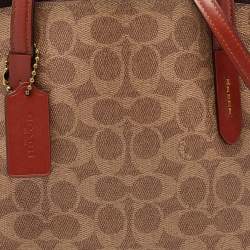 Coach Beige/Brown Signature Coated Canvas and Leather Charlie Satchel