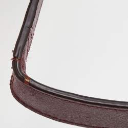 Pre Owned Coach Burgundy Signature Satin and Leather Chain Detail Hobo