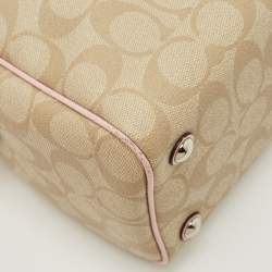 Coach Pink/Beige Signature Coated Canvas and Leather Mini Bennett Satchel